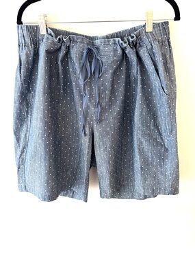Talbots Women’s Plus Chambray Drawstring Shorts with Micro Dot Print
